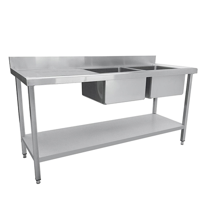 Stainless Steel Double Sink with Table