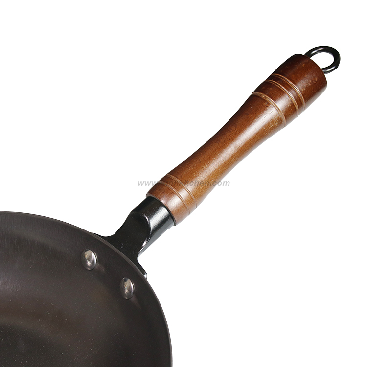 Wooden Handle Iron Pan