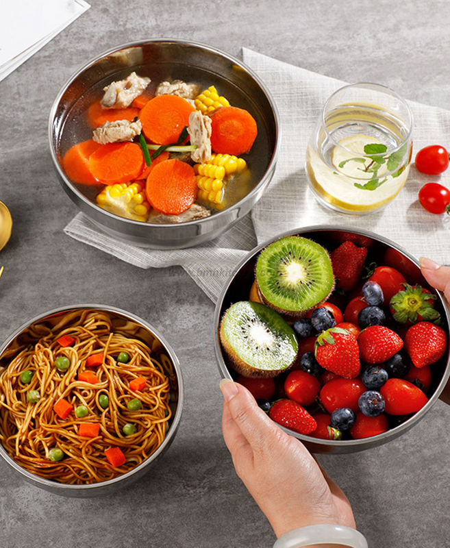 Double layer stainless steel bowl